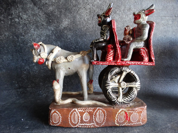 Ocumichu Devil Couple being driven in a Horse Cart Accompanied by a Serpent M2685