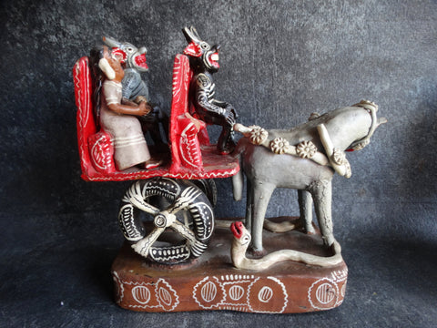 Ocumichu Devil Couple being driven in a Horse Cart Accompanied by a Serpent M2685