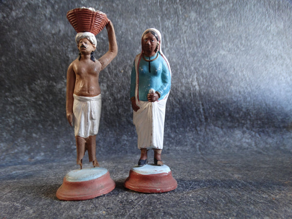 Peasant Couple Miniature Bisque Figures M2720