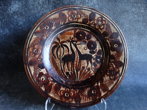 Mexican Petatillo Wall Plate Brown on White M2724