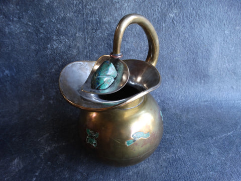 Taxco Lapis, Brass and Silverplate Frog Ice Guard Pitcher c. 1950 - M2741
