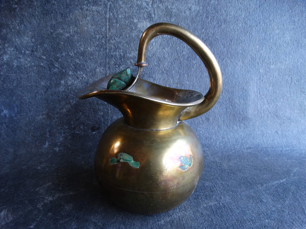 Taxco Lapis, Brass and Silverplate Frog Ice Guard Pitcher c. 1950 - M2741