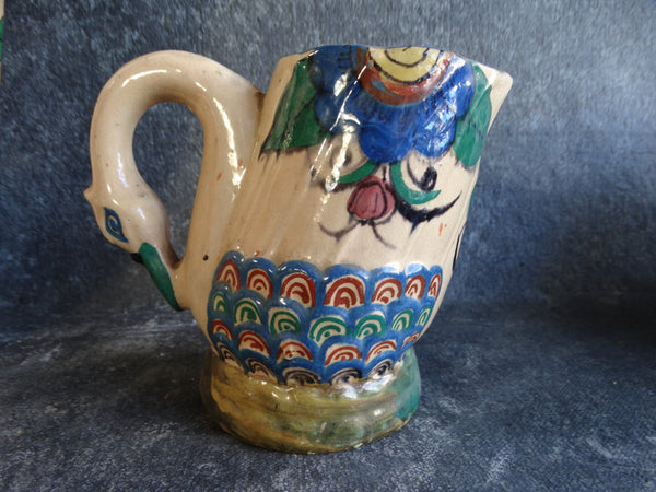 Mexican Tlaquepaque Swan Pitcher and 6 Drinking Jugs Beverage Set circa 1930s M2765