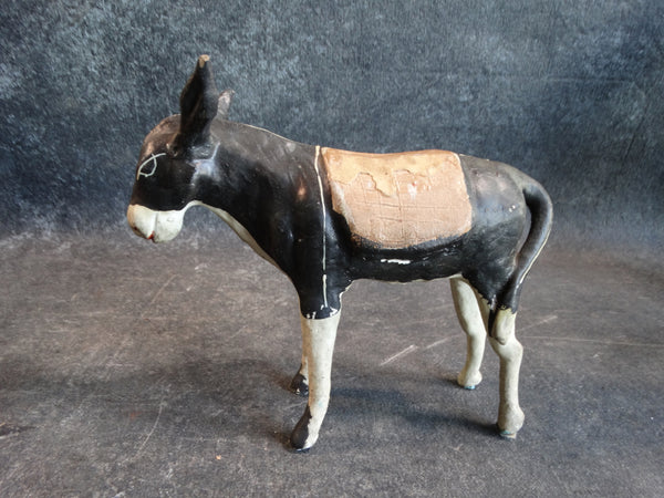 Tlaquepaque Clay Figure c 1940:  Black & White Donkey M2794