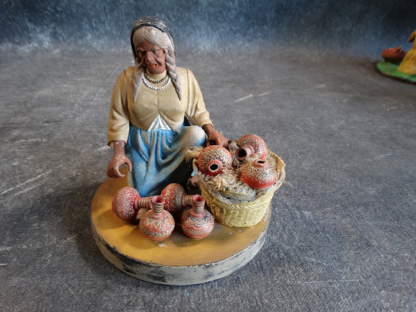 Tlaquepaque Clay Figure c 1940:  The Seller of Pots M2802