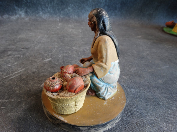 Tlaquepaque Clay Figure c 1940:  The Seller of Pots M2802