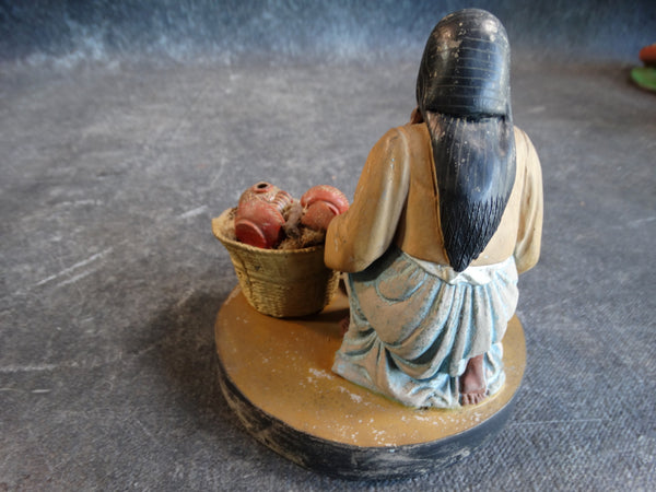 Tlaquepaque Clay Figure c 1940:  The Seller of Pots M2802