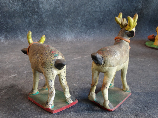 Tlaquepaque Clay Figures c 1940:  Pair of Reindeer M2806