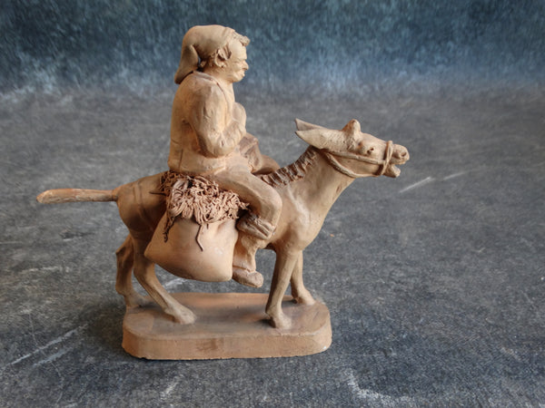Grasso Italian Bisque Peasant Riding a Donkey Laden with Produce Figure M2814