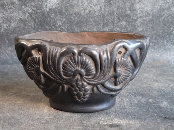 Black Burnished Hand-formed Barro Negro Pottery Console Bowl M2822b