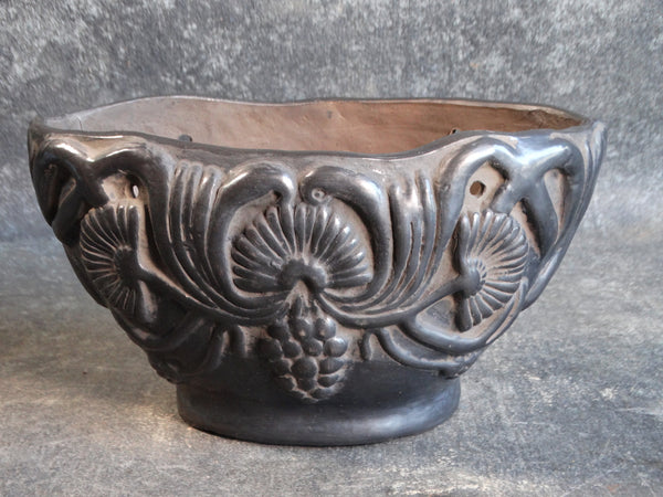 Black Burnished Hand-formed Barro Negro Pottery Console Bowl M2822b