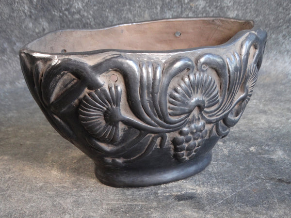 Black Burnished Hand-formed Barro Negro Pottery Console Bowl M2822b