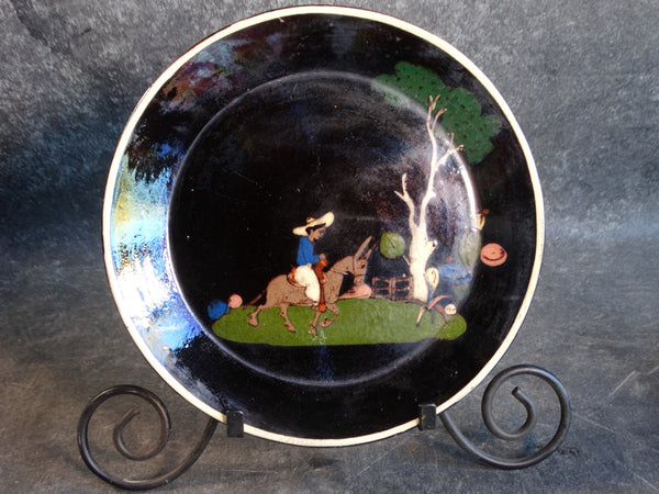 Tlaquepaque Black Dinner Plate Man on Donkey 10.5 inches M2827