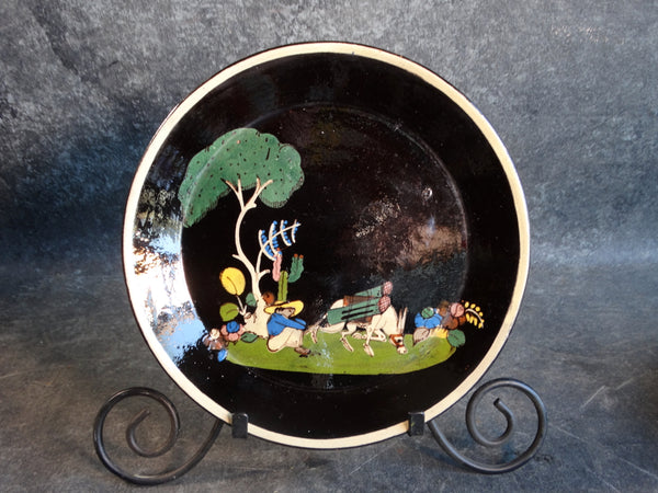 Tlaquepaque Black Dinner Plate Donkey Working M2828