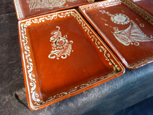 Mexican Bandera Set of 5 Rectangular plates circa 1950 M2845