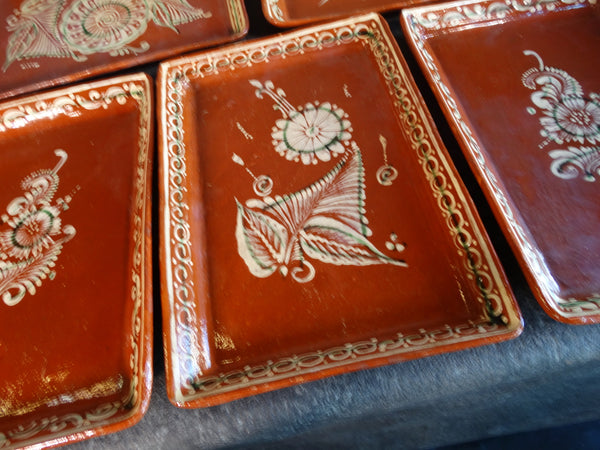 Mexican Bandera Set of 5 Rectangular plates circa 1950 M2845