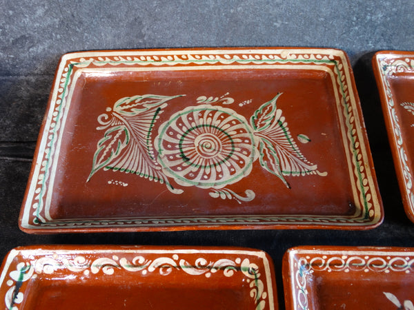 Mexican Bandera Set of 5 Rectangular plates circa 1950 M2845