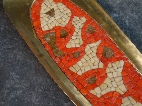 Salvador Teran Mexican Modernist Mosaic Chili Pepper Wall Tray #418 in Red, Brown & White M2866