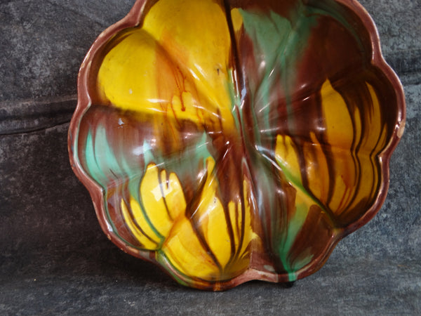 Oaxacan Dripware Bowl  in Yellow, Brown & Turquoise M2890