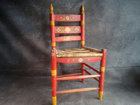 Mexican Red Hand-Painted Chair 1940 M2894
