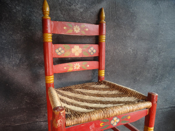 Mexican Red Hand-Painted Chair 1940 M2894