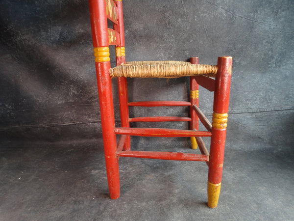 Mexican Red Hand-Painted Chair 1940 M2894