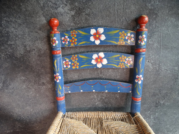 Mexican Blue Hand-Painted Chair 1940 M2895