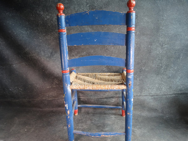 Mexican Blue Hand-Painted Chair 1940 M2895