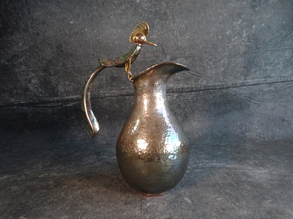 Los Castillo Malachite & Silver Peacock Water Pitcher  #201 M2900