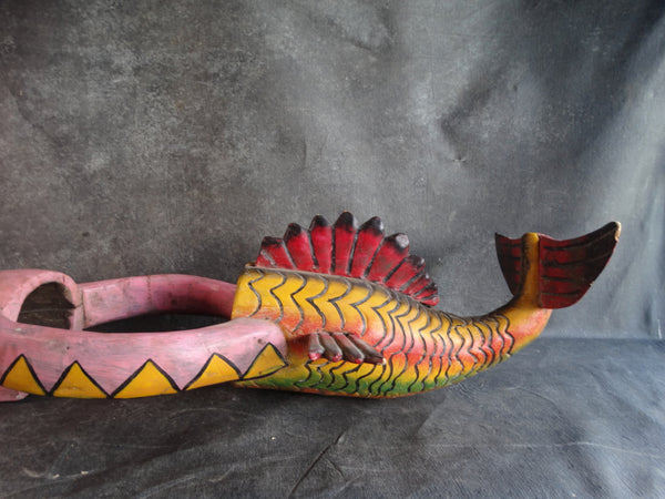 Mexican Merman Festival Sculpture - Hand-Carved Wood M2905