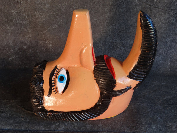 Mexican Festival Mask- Man with a Scowl, a Long Nose and a Pointy Beard 1950s M2918