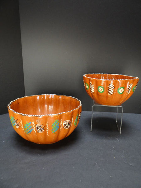 Mexican Tlaquepaque Scalloped Edged Stacking Bowls