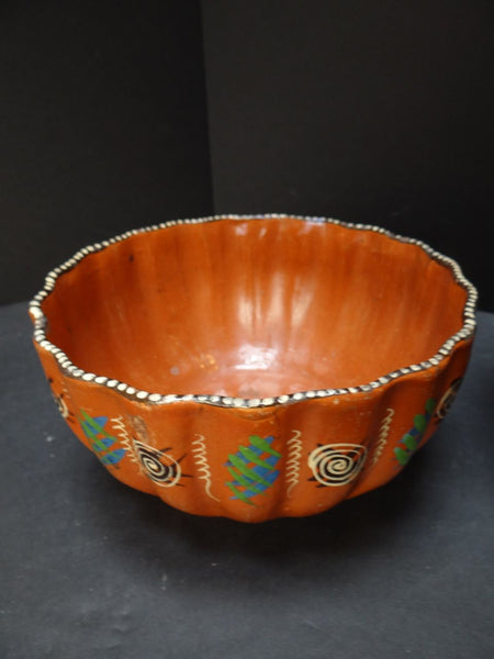 Mexican Tlaquepaque Scalloped Edged Stacking Bowls