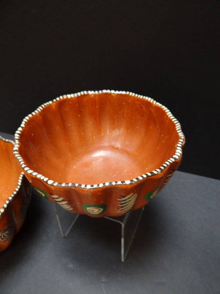 Mexican Tlaquepaque Scalloped Edged Stacking Bowls