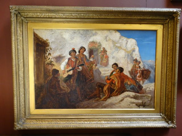 19th Century Spanish Peasants Oil On Canvas P1038