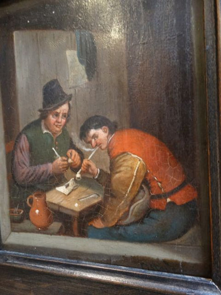 The Smokers Oil on Tin probably 19th Century