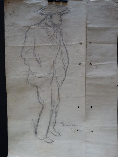 Ejnar Hansen Sketch of a Man in Golf Cap