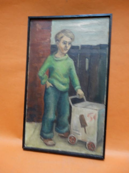 Boy with Toy Ice Cream Cart