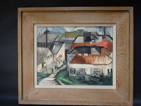 Ruth L. Erlich Houses Descending A Hillside Oil on Canvas