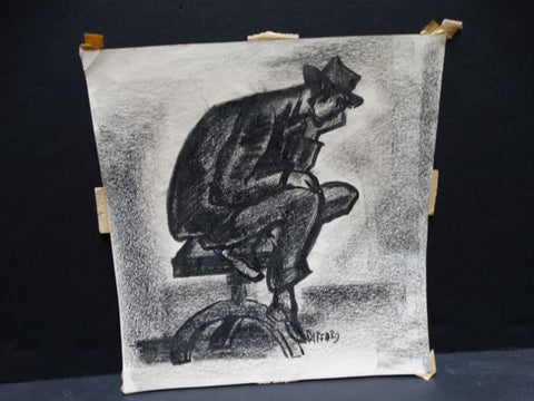 Charles Putnam Safford Modern Thinker Charcoal on Paper
