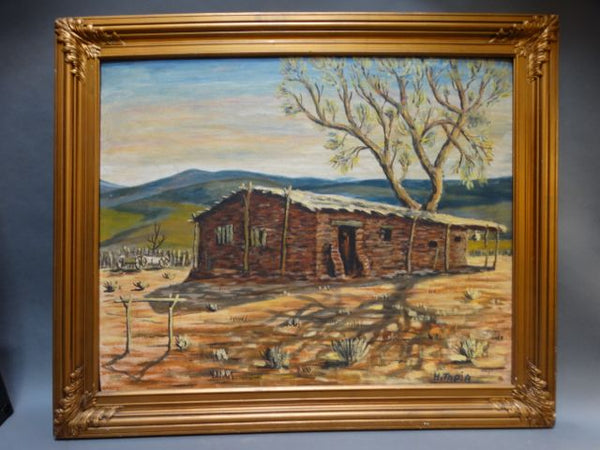 “Stage Station – Villa Citos” (Vallecito) by H.Tapia Oil on Board