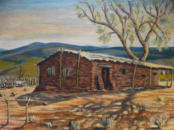 “Stage Station – Villa Citos” (Vallecito) by H.Tapia Oil on Board
