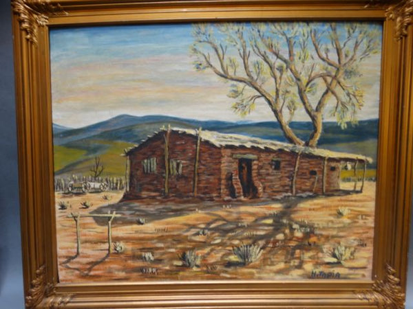 “Stage Station – Villa Citos” (Vallecito) by H.Tapia Oil on Board