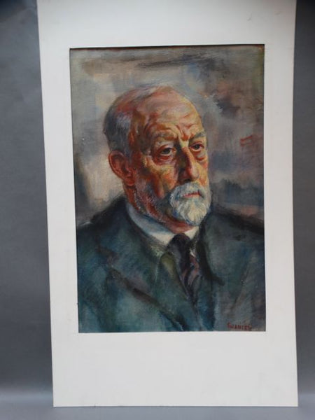 Ejnar Hansen Watercolor of Old Gentleman