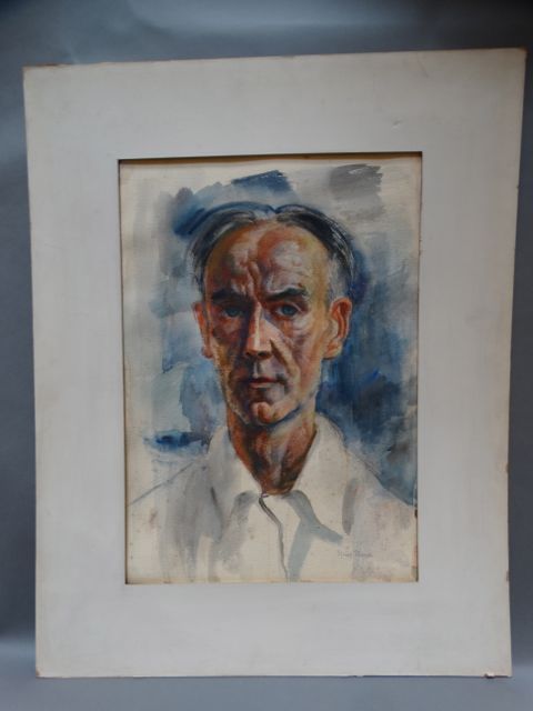 Ejnar Hansen Watercolor Head of a Man 1936