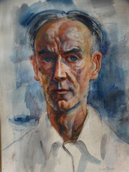 Ejnar Hansen Watercolor Head of a Man 1936