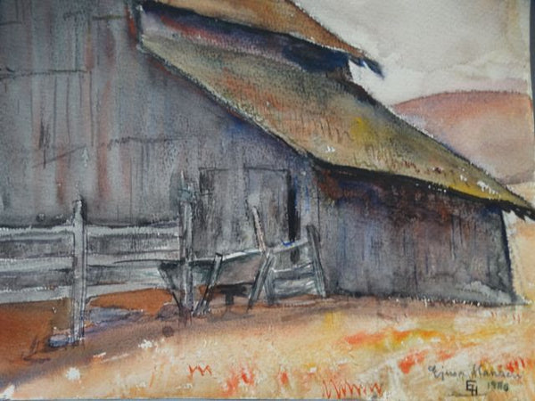 Ejnar Hansen Watercolor Old Barn Near Morro Bay 1936