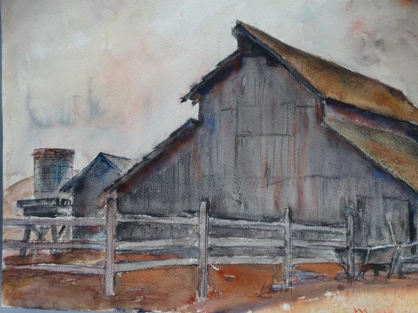 Ejnar Hansen Watercolor Old Barn Near Morro Bay 1936