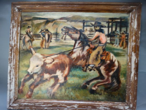W E Otto: Cowboy Roping Calf