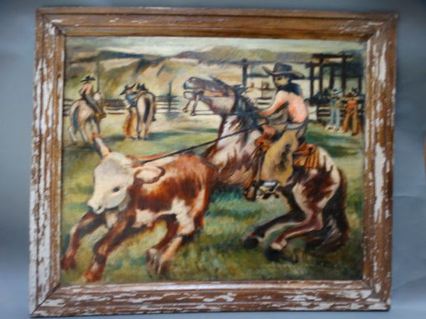 W E Otto: Cowboy Roping Calf